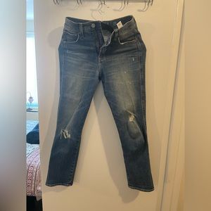 Straight legged medium wash ankle crop lucky brand jean